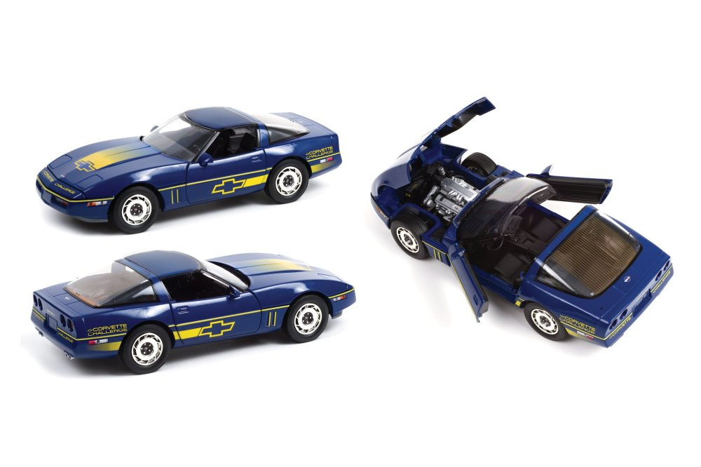 1988 Chevy Corvette C4 Corvette Challenge Race Car, Dark Blue - Greenlight 13597, 1/18 Diecast Car