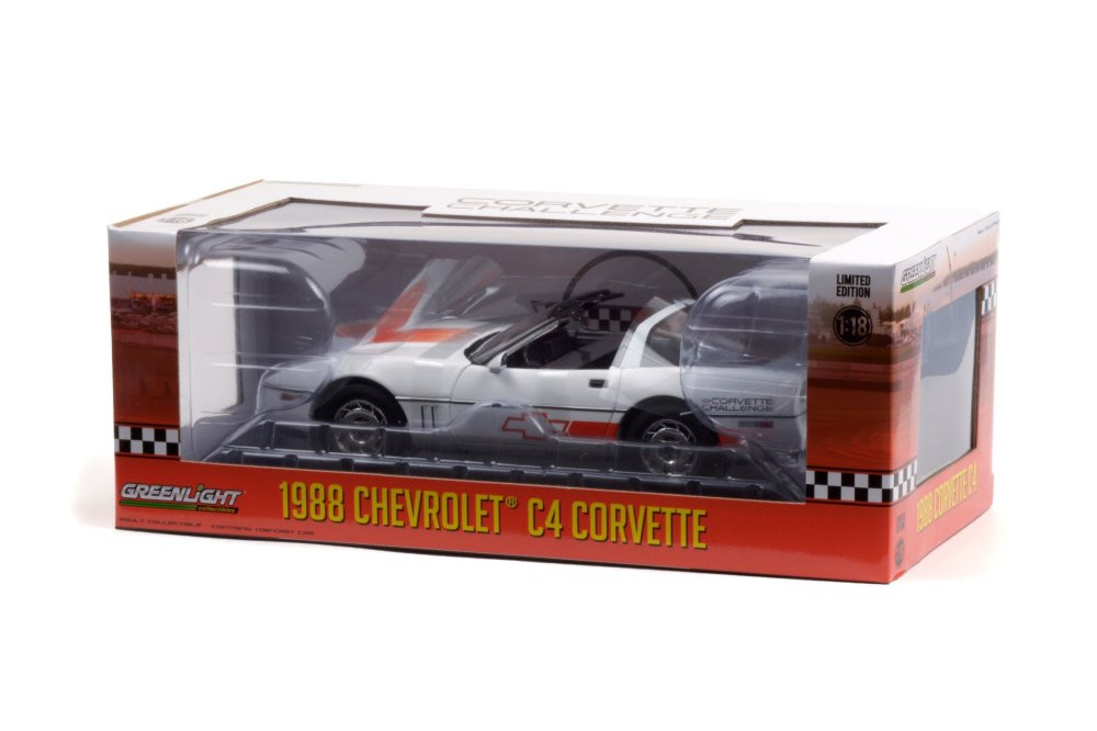 1988 Chevy Corvette C4 - Corvette Challenge Race Car, White - Greenlight 13596 - 1/18 Diecast Car