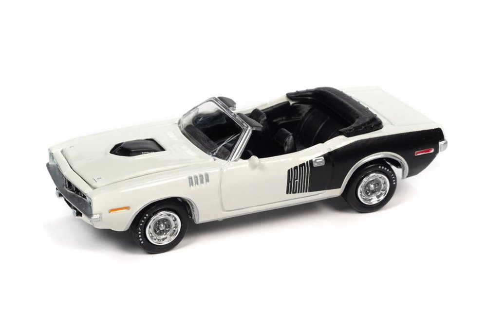 1971 Plymouth Barracuda Convertible, Snow White - Johnny Lightning JLSP153/24A - 1/64 Diecast Car