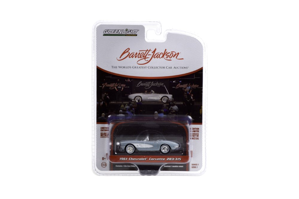 1961 Chevy Corvette Convertible (Lot #681), Sateen Silver - Greenlight 37230A/48 - 1/64 Diecast Car