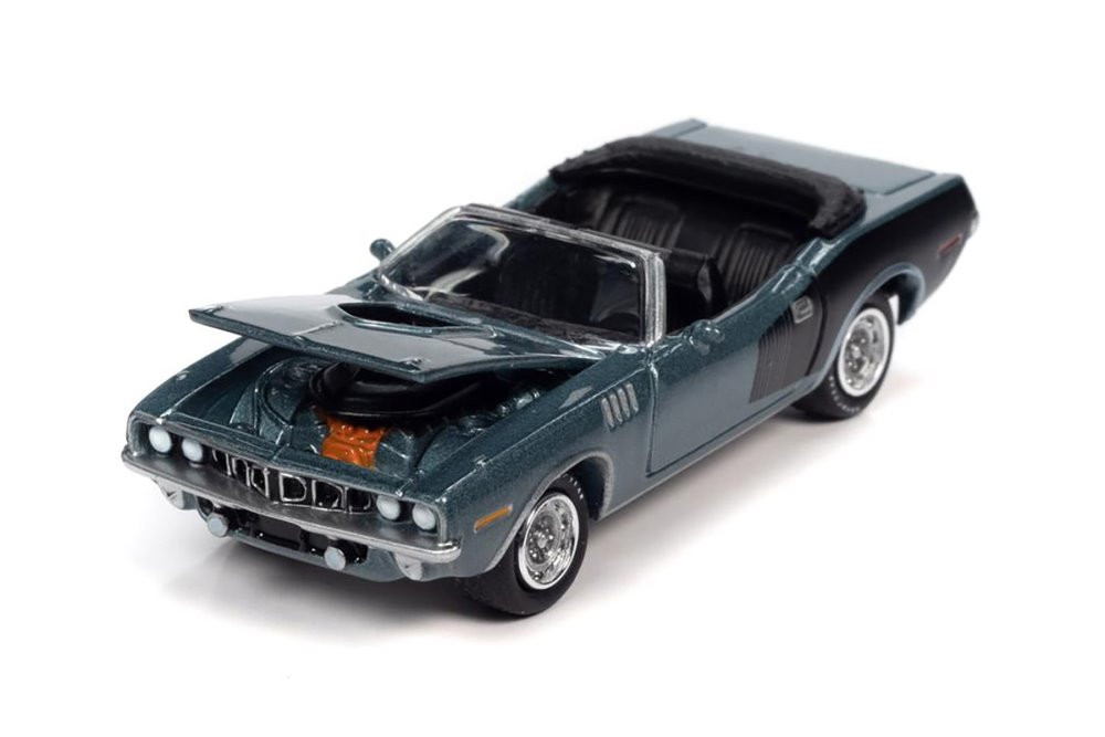 1971 Plymouth Barracuda Convertible, Winchester Gray - Johnny Lightning JLSP153 - 1/64 Diecast Car