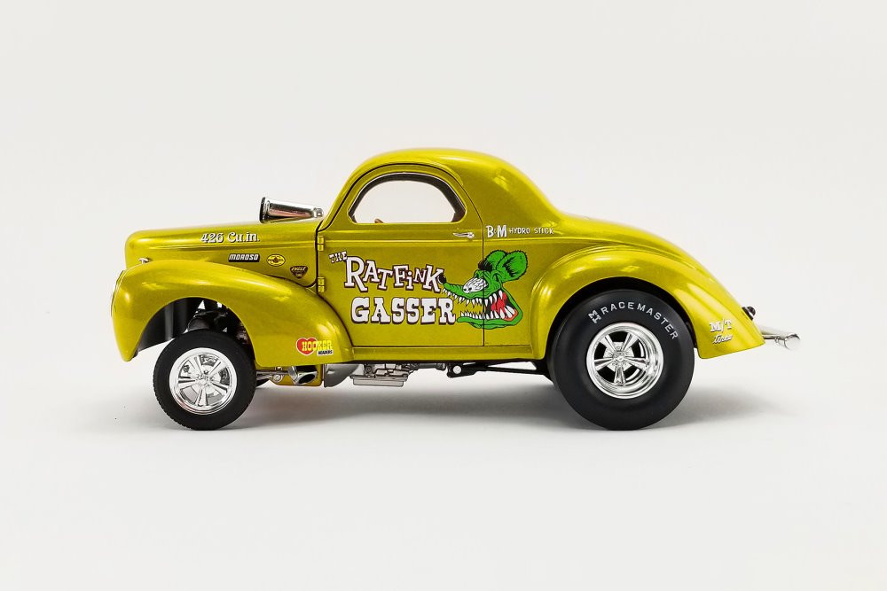 Rat Fink 1940 Willys Gasser, Gold - Acme A1800919 - 1/18 scale