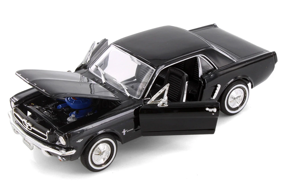 1964 1/2 Ford Mustang Coupe, Black - Welly 22451WBK - 1/24 scale diecast model car