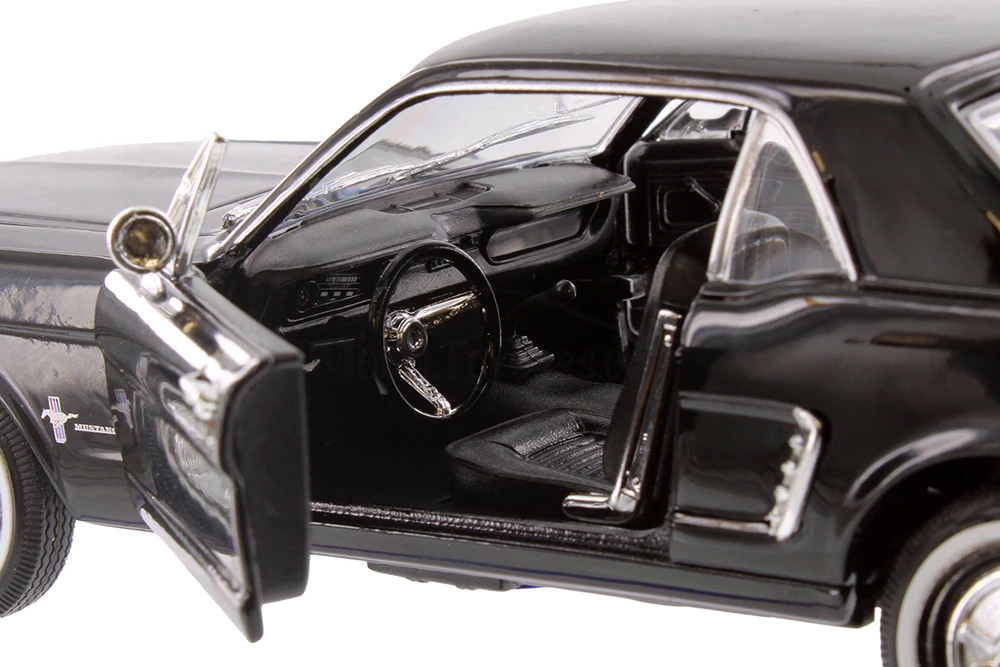 1964 1/2 Ford Mustang Coupe, Black - Welly 22451WBK - 1/24 scale diecast model car