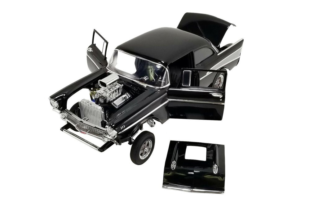 1957 Chevy Bel Air Gasser - Night Stalker, Black - Acme A1807010 - 1/18  scale Diecast Model Toy Car