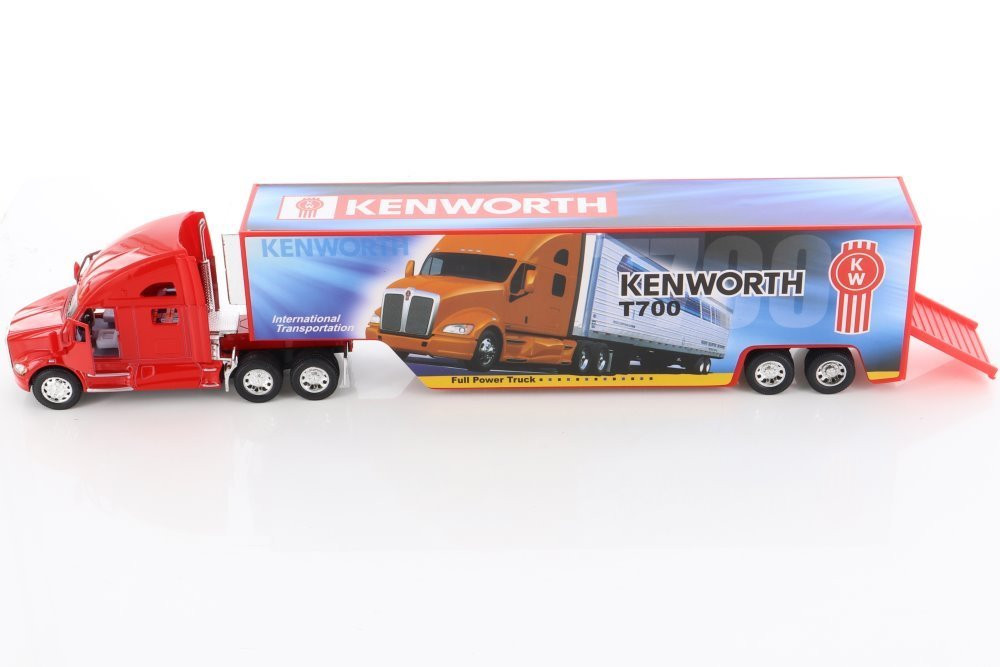 Kenworth T700 Container with Decal, Red - Kinsmart KT1302D - 1/68 scale Diecast Model Toy Car