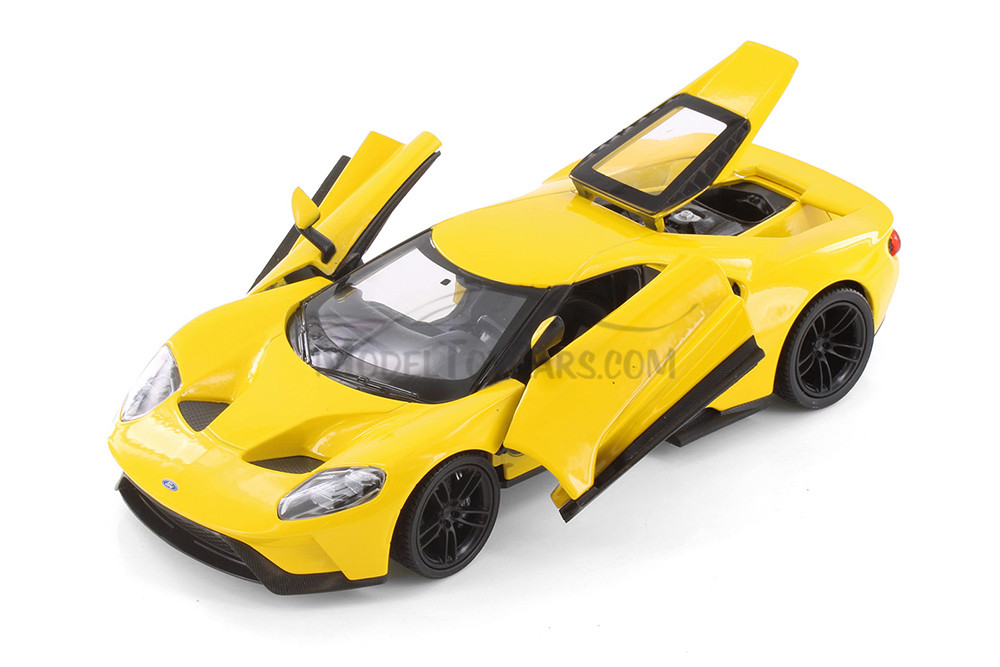 2017 Ford GT, Yellow - Welly 24082WYL - 1/24 scale Diecast Model Toy Car