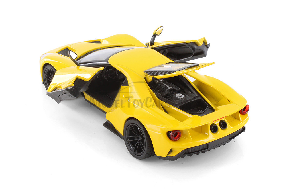 2017 Ford GT, Yellow - Welly 24082WYL - 1/24 scale Diecast Model Toy Car