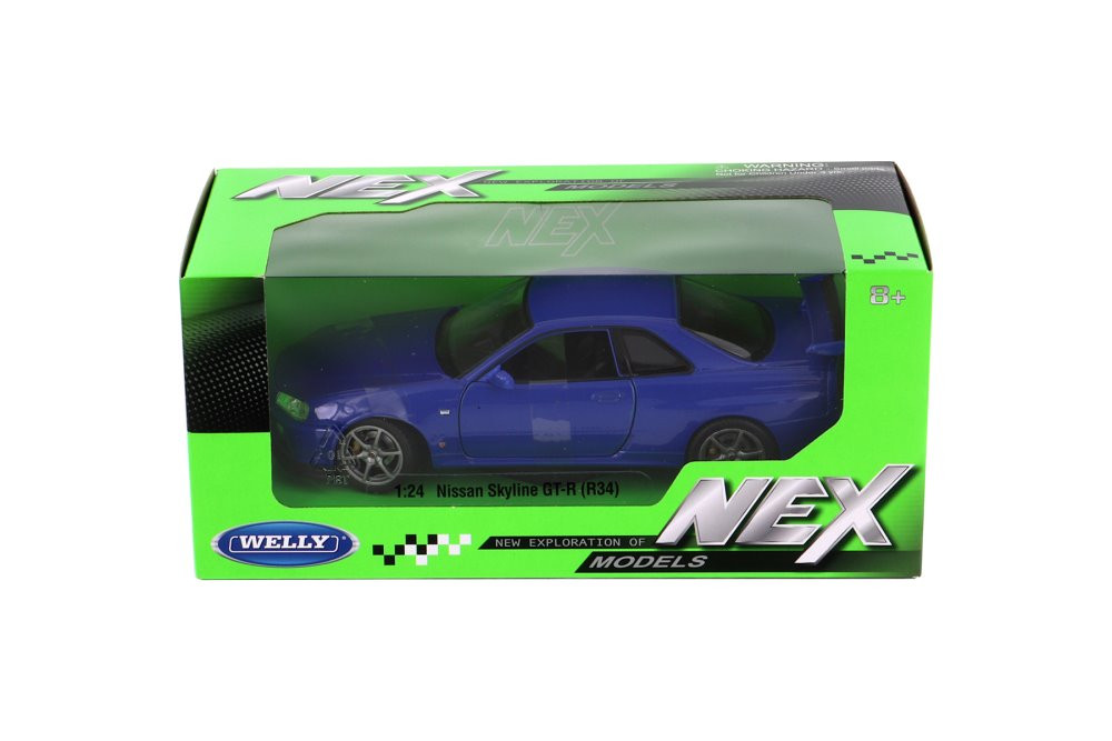 Nissan Skyline GT-R (R34), Blue - Welly 24108WBU - 1/24 scale Diecast Model Toy Car