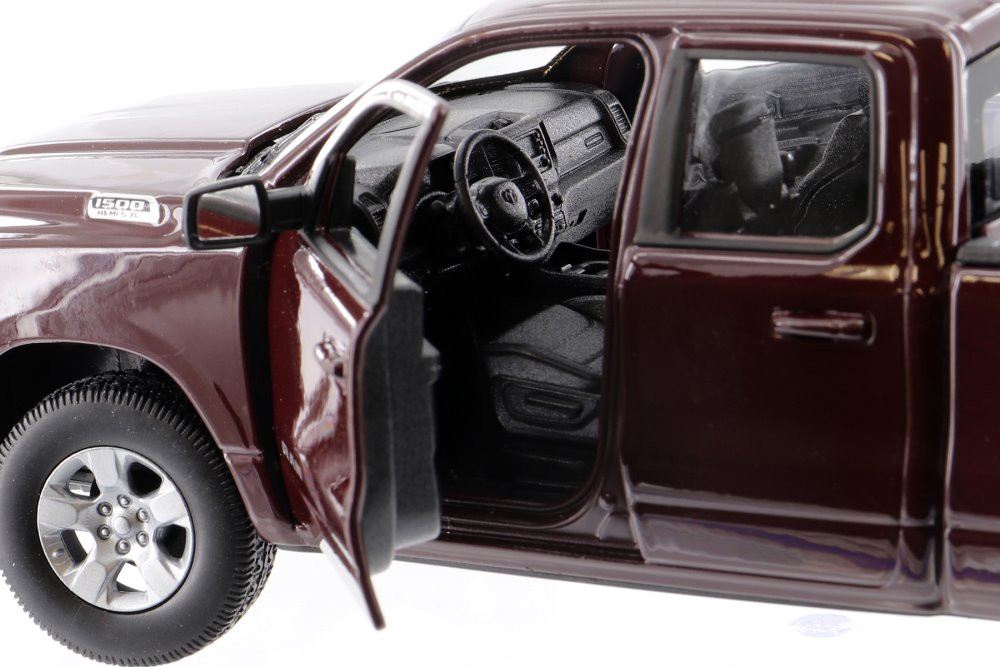 2019 Dodge Ram 1500 Pickup, Maroon Burgundy - Welly 24104WMR - 1/27 scale Diecast Model Toy Car