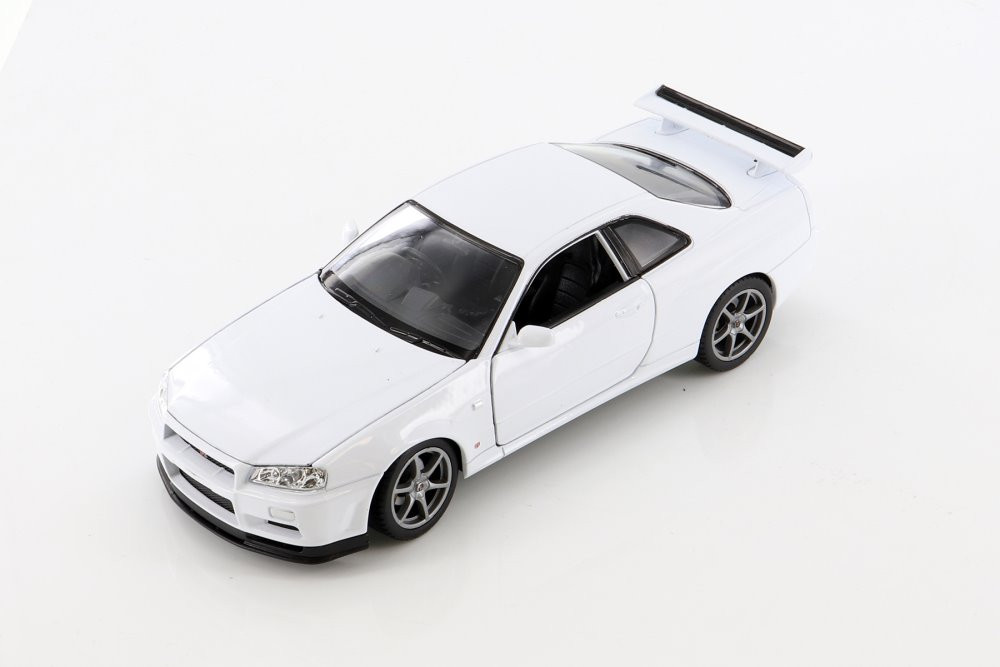 NISSAN Skyline GT-R R34 1/24 ミニカー ホワイト Nissan Skyline GT-R (R34), White - Welly 24108WWT - 1/24 scale