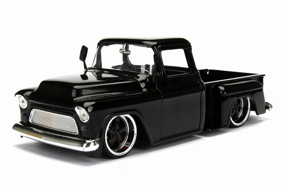 1955 Chevy Stepside Pickup Truck, Black - Jada 99041/4 - 1