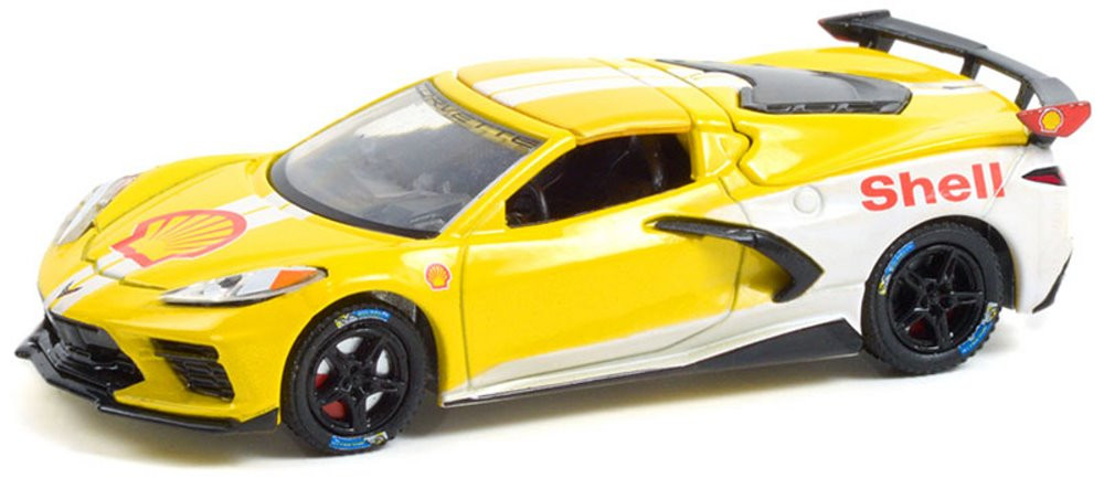 Shell Oil 2021 Chevy Corvette C8 Stringray Coupe, Yellow - Greenlight 41130E/48 - 1/64 Diecast Car
