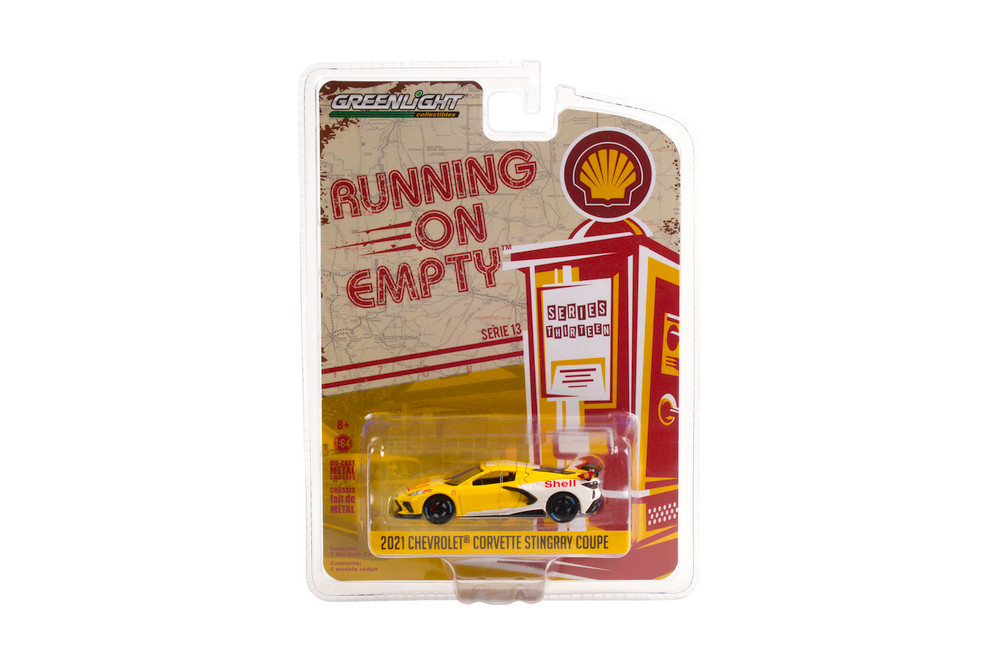 Shell Oil 2021 Chevy Corvette C8 Stringray Coupe, Yellow - Greenlight 41130E/48 - 1/64 Diecast Car