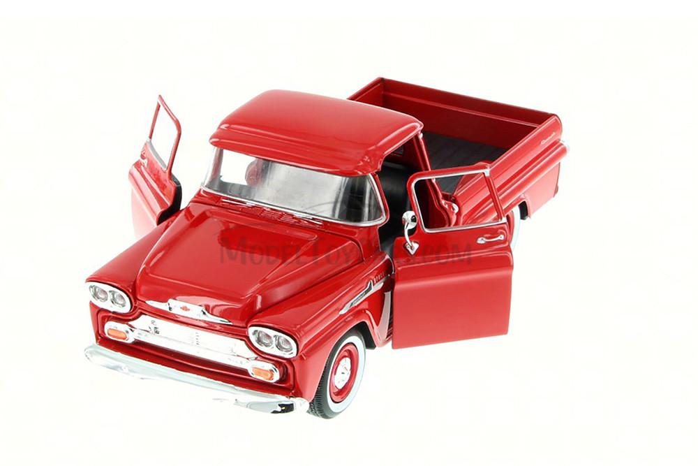 1958 Chevy Apache Fleetside Pickup Truck, Red - Motor Max 79311AC/R - 1/24 Scale Diecast Car