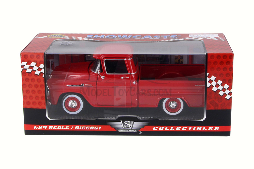 1958 Chevy Apache Fleetside Pickup Truck, Red - Motor Max 79311AC/R - 1/24 Scale Diecast Car