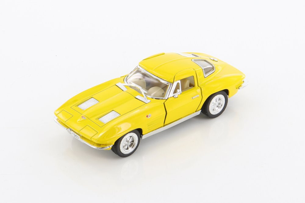 1963 Chevy Corvette Stingray, Yellow - Kinsmart 5358WYL - 1/36 scale Diecast Model Toy Car