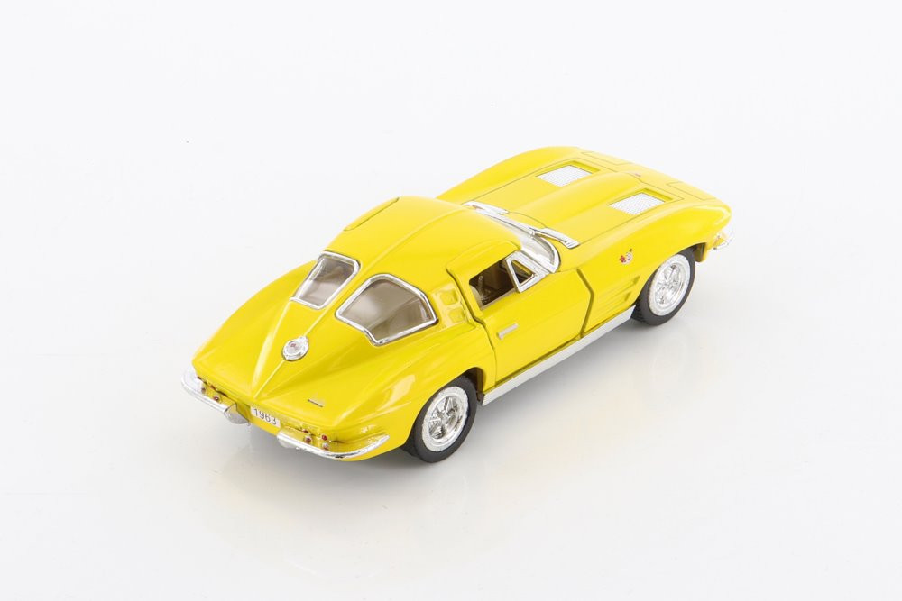 1963 Chevy Corvette Stingray, Yellow - Kinsmart 5358WYL - 1/36 scale Diecast Model Toy Car