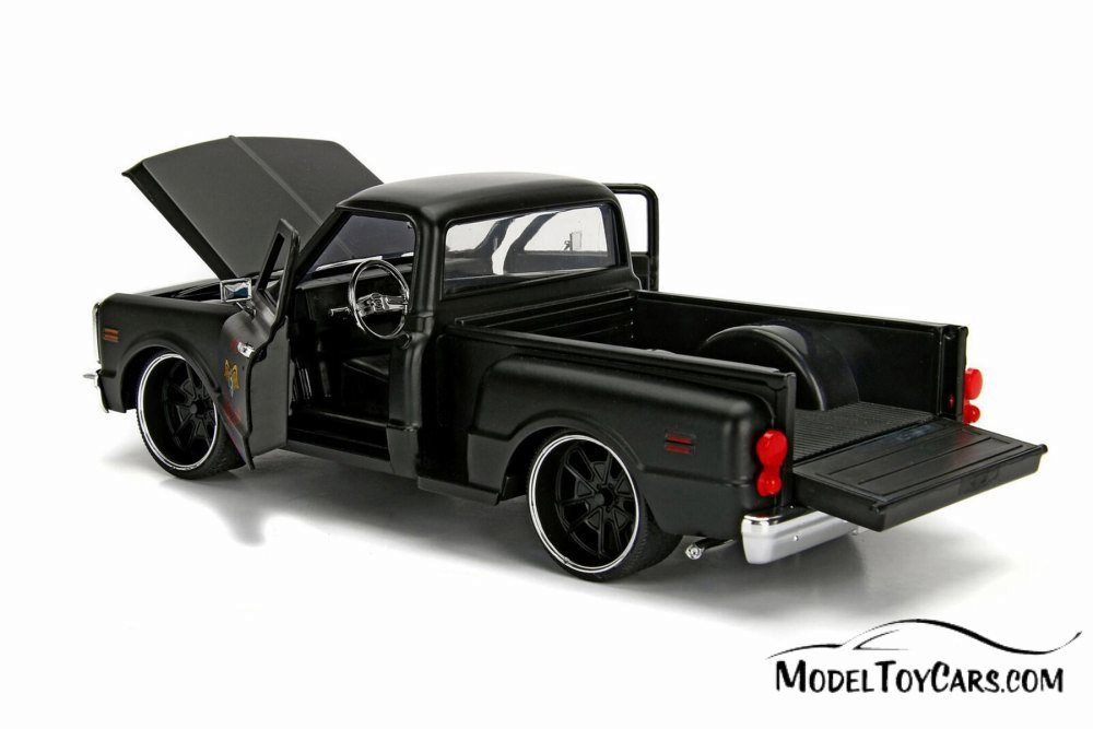 1969 Chevy C10 Stepside Pickup &quot;Garage Nuts&quot;, Primer Black - Jada 99397 - 1/24 scale Diecast Model Toy Car