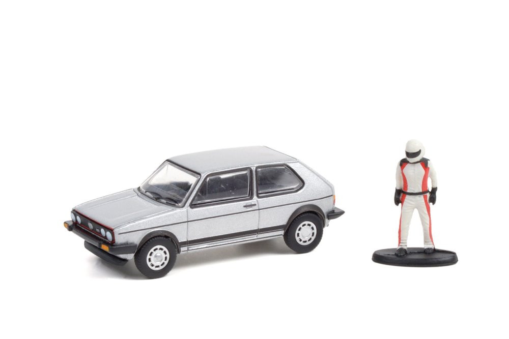 1976 Volkswagen Golf MkI GTI & Driver Figurine, Silver - Greenlight 97110C - 1/64 Diecast Car