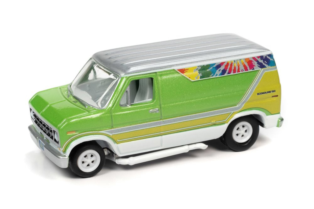 1976 Ford Van, Metallic Lime Green with Tie Dye - Johnny Lightning