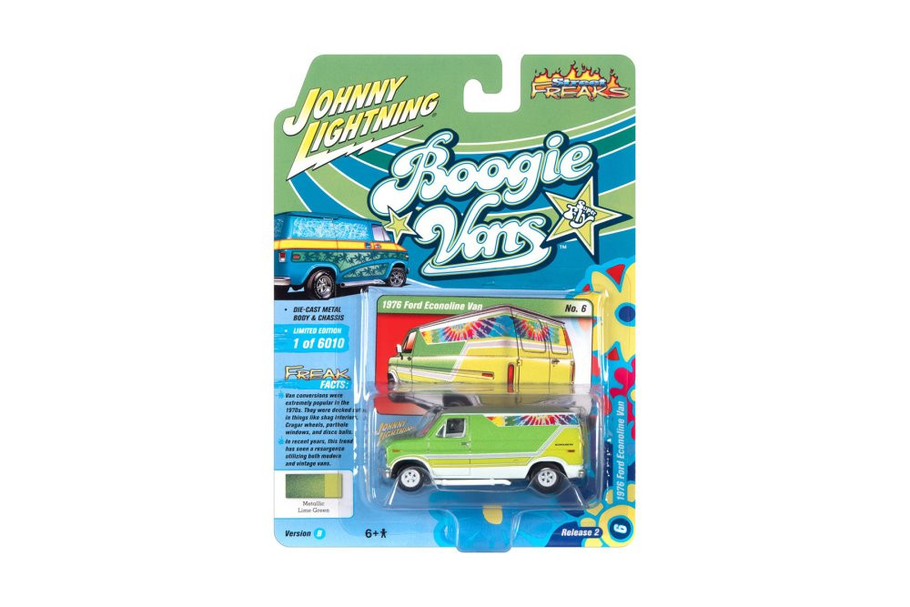1976 Ford Van, Metallic Lime Green with Tie Dye - Johnny Lightning