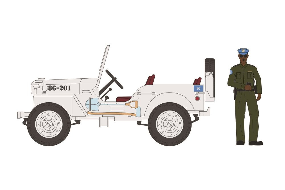 United Nations 1942 Willys MB Jeep w/Officer Figurine  97110A/48 - 1/64 scale Diecast Model Toy Car