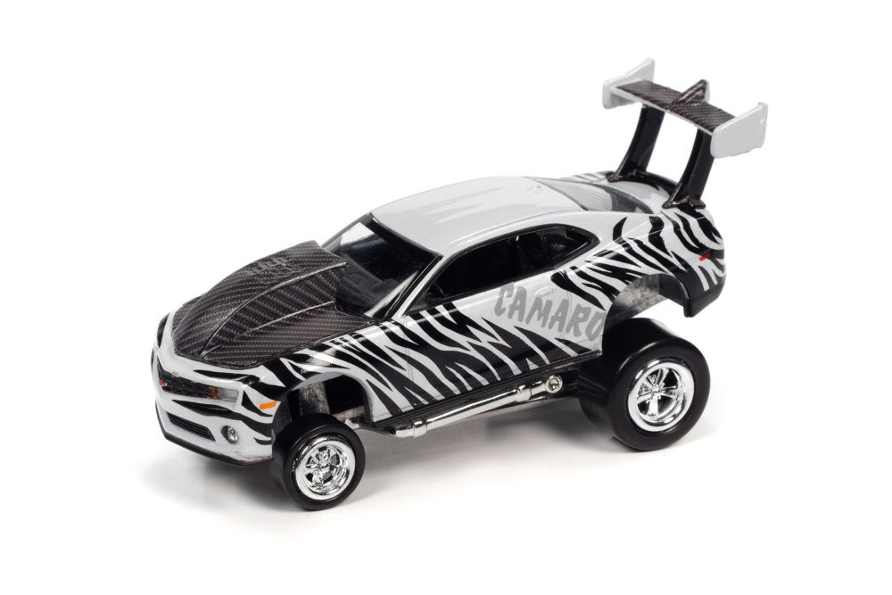 2011 Chevy Camaro, White w/Black Stripes - Johnny Lightning JLSF020/48B - 1/64 Diecast Car