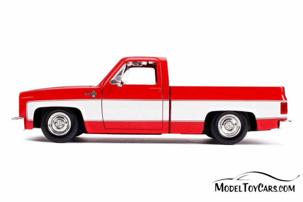 1985 Chevy C10 Pickup Stock, Glossy Red and White - Jada 31608 - 1