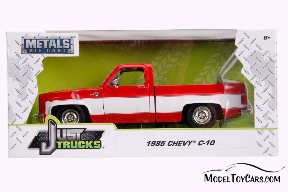 1985 Chevy C10 Pickup Stock, Glossy Red and White - Jada 31608 - 1