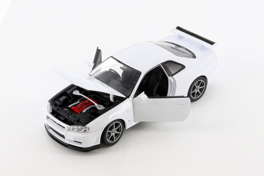 Nissan Skyline GT-R (R34), White - Welly 24108/4D - 1/24 scale