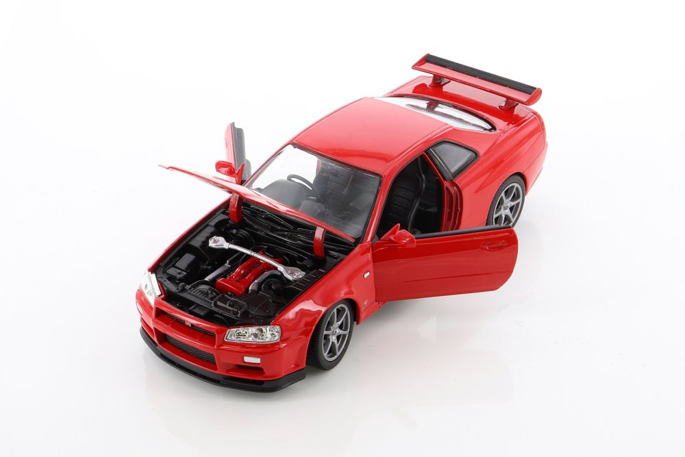 Nissan Skyline GT-R (R34), Red - Welly 24108/4D - 1/24 scale Diecast Model Toy Car