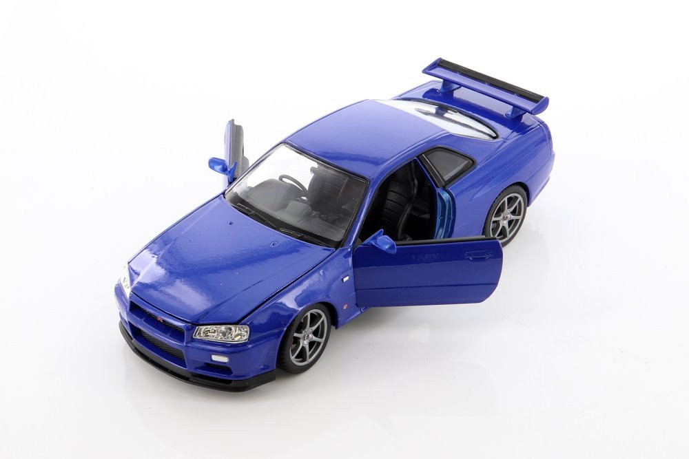 ８インチ スカイブルーセット Nissan Skyline GT-R (R34), Blue - Welly 24108/4D - 1/24 scale