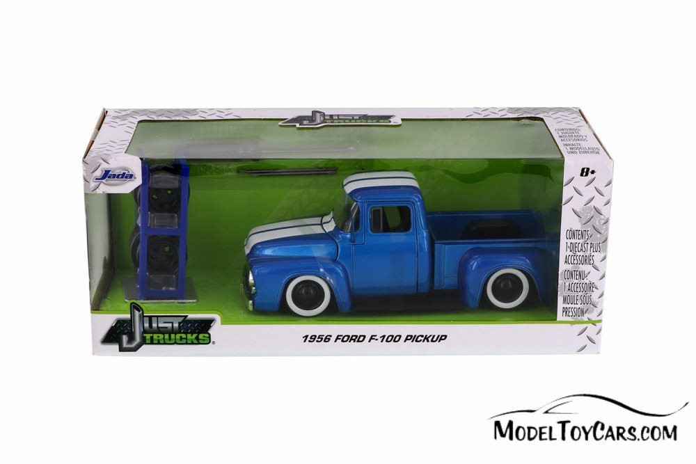 1956 Ford F-100 Pickup, Blue and White - Jada 54027/W24 - 1/24 scale Diecast Model Toy Car