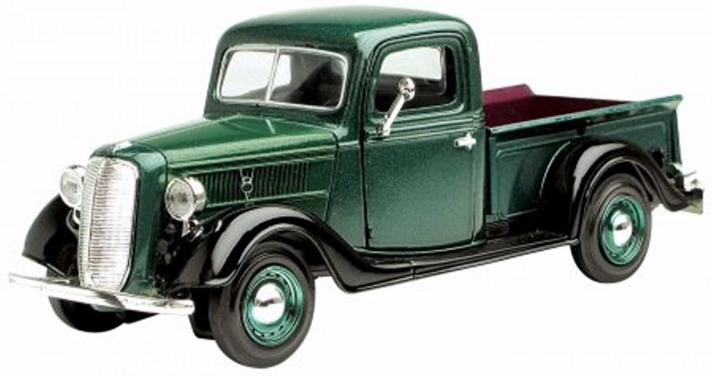 Diecast Car w/Trailer - 1937 Ford Pick Up Truck, Green With Black - Showcasts 73233 - 1/24 Scale Diecast Model Car