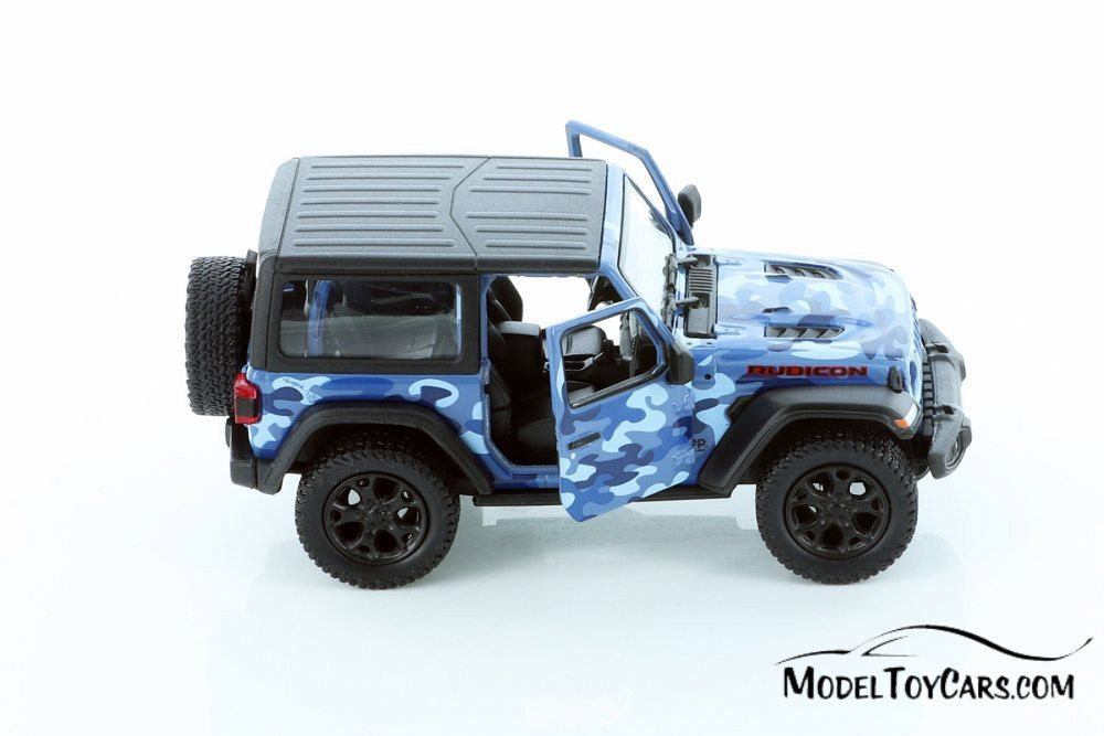 2018 Jeep Wrangler Rubicon, Camo Blue - Kinsmart 5420DAB - 1/34 scale  Diecast Model Toy Car 