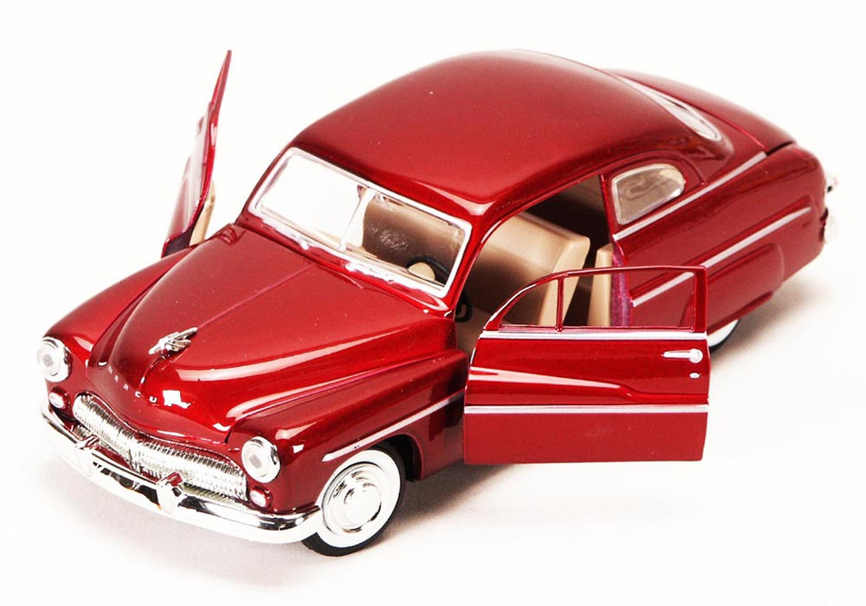 Diecast Car w/Trailer - 1949 Mercury Eight Coupe, Red - Motormax 73225 - 1/24 scale Diecast Car