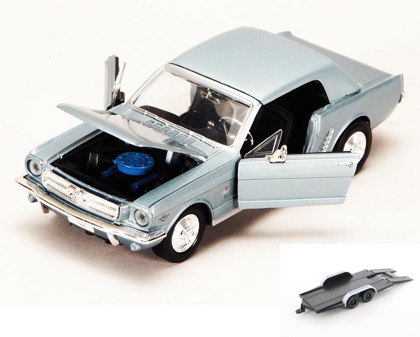 Diecast Car w/Trailer - 1964 1/2 Ford Mustang, White - Showcasts 73273 - 1/24 scale Diecast Car