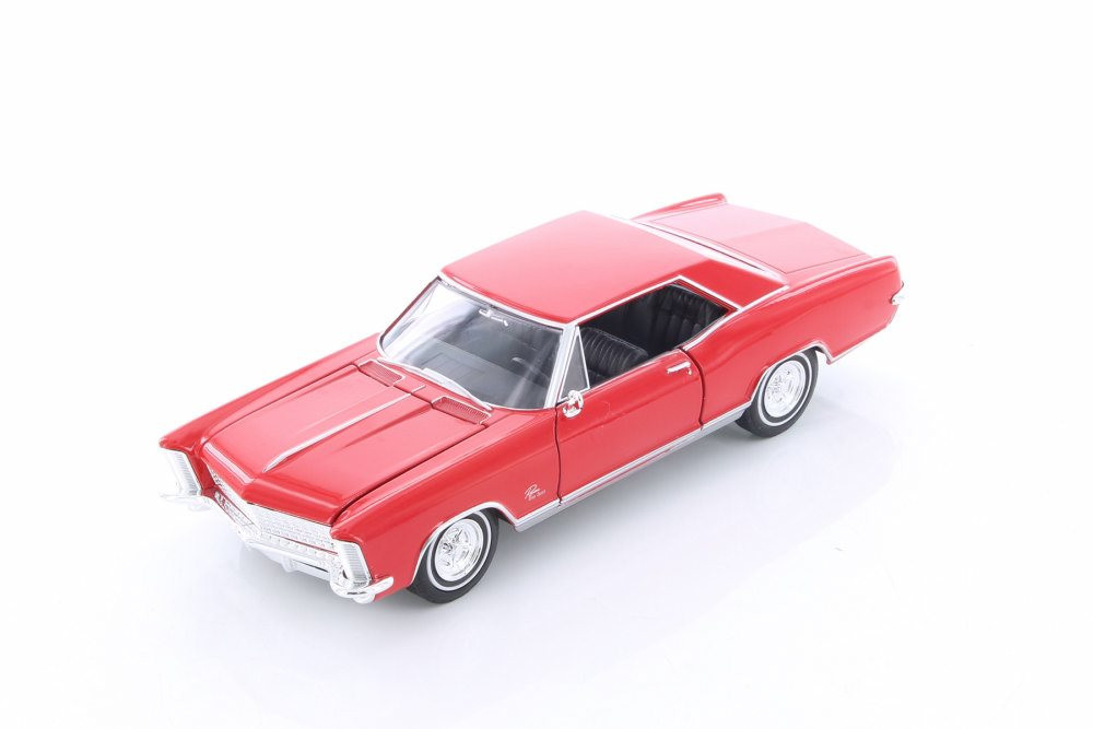 Diecast Car w/Trailer - 1965 Buick Riviera Grand Sport Hardtop, Red, Welly 24072 - 1/24 Diecast Car