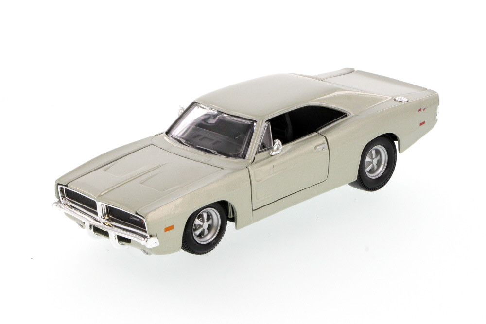 Diecast Car w/Trailer - 1969 Dodge Charger Hard Top, Silver - Showcasts 34256 - 1/24 Diecast Car