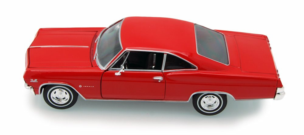 Diecast Car w/Trailer - 1965 Chevy Impala SS396, Red - Welly 22417 -1/24 scale Diecast Model Toy Car (Brand New, but NOT IN BOX)