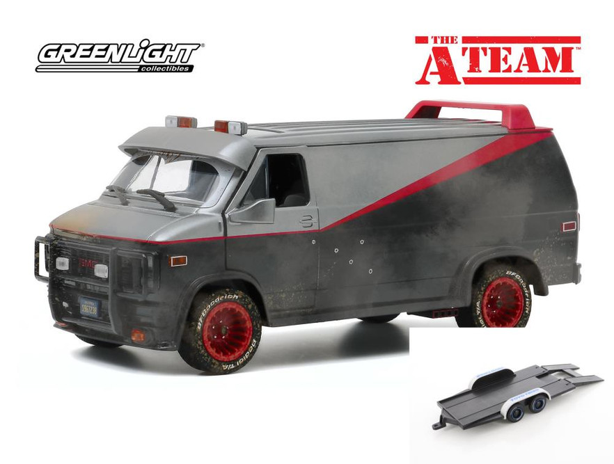 Diecast Car w/Trailer - 1983 GMC Vandura, The A-Team - Greenlight 84112 - 1/24 Scale Diecast Car