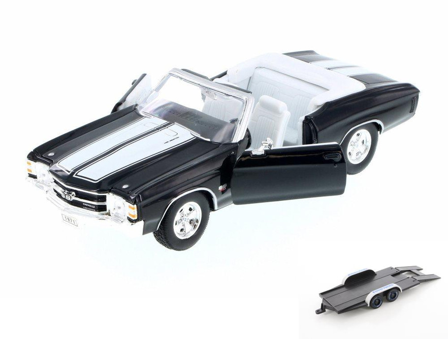 Diecast Car w/trlr  1971 Chevy Chevelle SS454 Cnvrtbl  22089WBK 1/24 Scale Diecast Model Toy Car