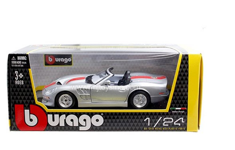Diecast Car w/Trailer - 1998 Shelby Series 1, Silver - Bburago