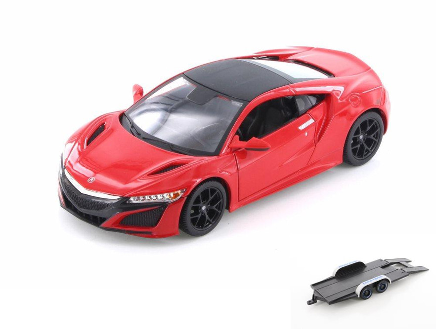 Diecast Car w/Trailer - 2018 Acura NSX , Metallic-  31234R - 1/24 scale Diecast Model Toy Car