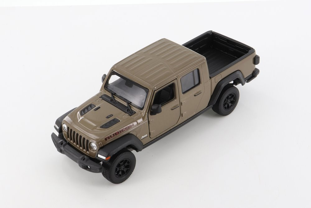 Diecast Car w/Trailer - 2020 Jeep Gladiator Pickup, Brown - Welly 24103/4D - 1/24 scale Diecast Model Toy Car