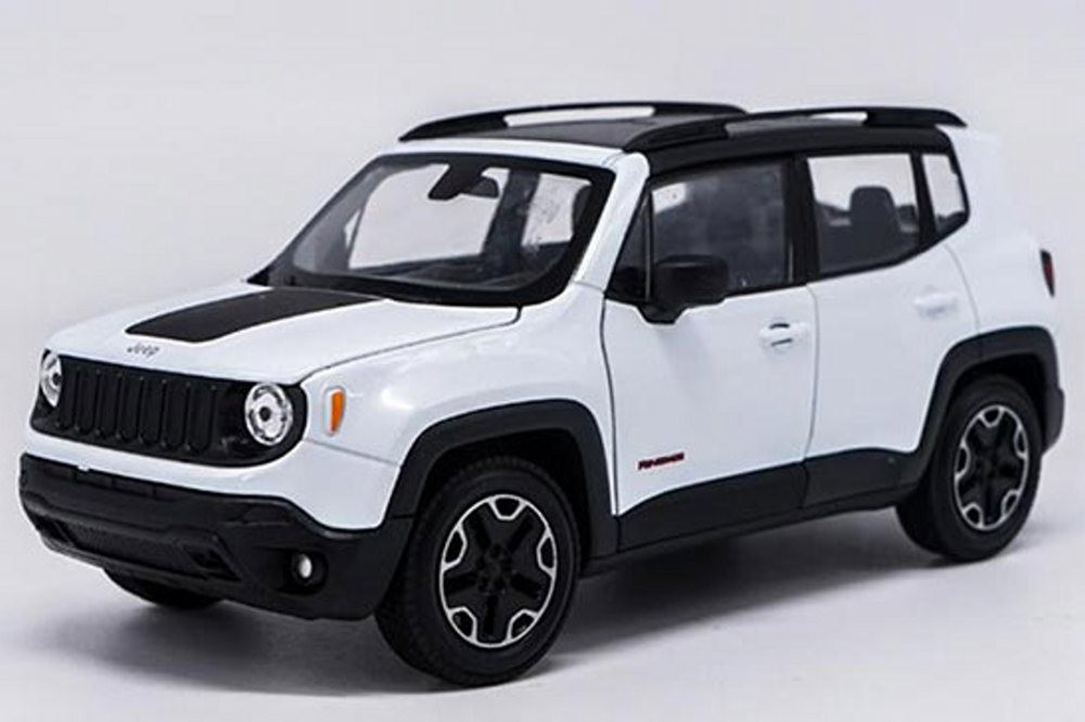 Diecast Car w/Trailer - Jeep Renegade Trailhawk, White - Welly 24071WWT - 1/24 scale Diecast Car