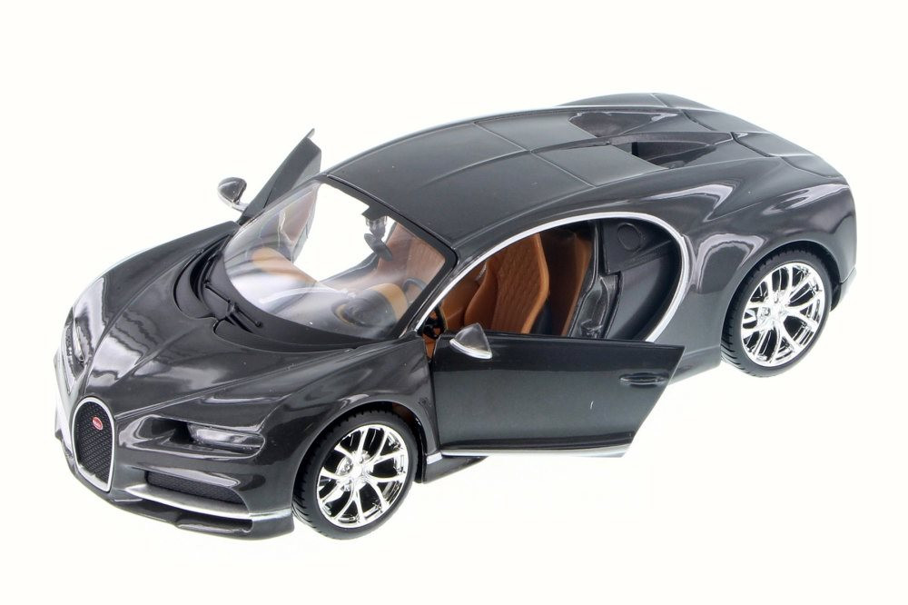 Diecast Car w/Trailer - Bugatti Chiron, Black - Maisto 34514 - 1/24 Scale Diecast Model Toy Car