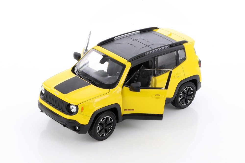 Diecast Car w/Trailer - Jeep Renegade Trailhawk, Yellow - Welly 24071WYL - 1/24 scale Diecast Car