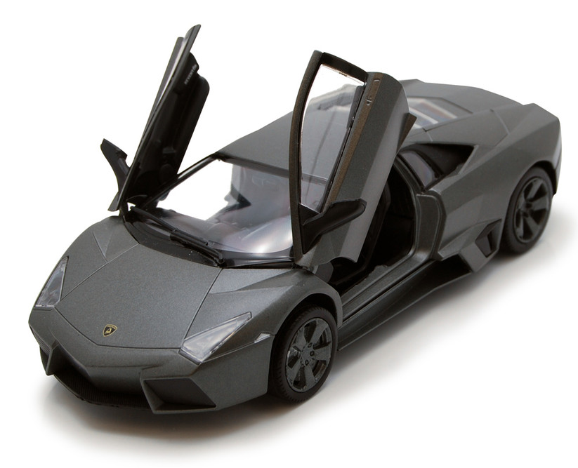 Diecast Car w/Trailer - Lamborghini Reventon, Metallic Black - Motormax 73364BK - 1/24 Diecast Car